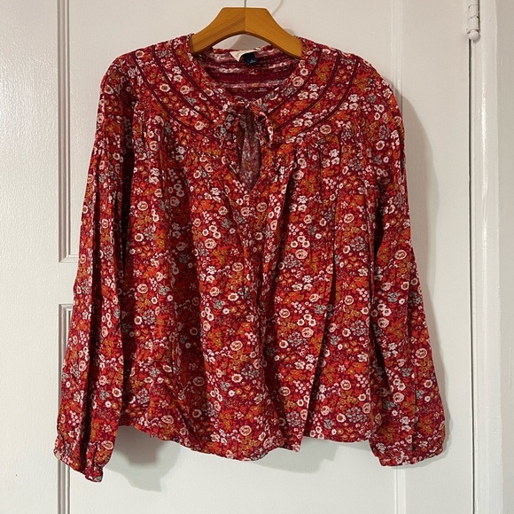 Universal thread women’s boho floral print v neck blouse - Picture 1 of 7